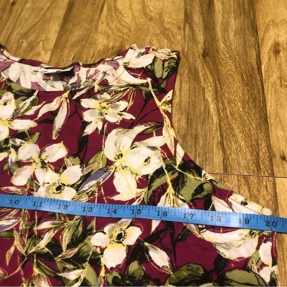 J Jill Floral Cotton Spandex Sleeveless Tank Ruched Side Tie Wrap Size Large - Picture 2 of 9